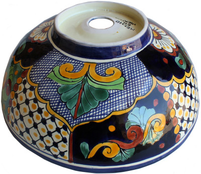 TalaMex Janitzio Round Ceramic Talavera Vessel Sink Details