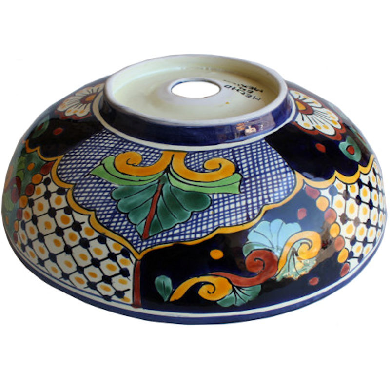 TalaMex Janitzio Round Ceramic Talavera Vessel Sink Details