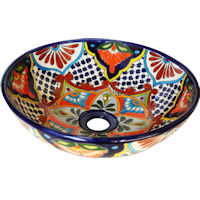 TalaMex Azalea Ceramic Talavera Mexican Bathroom Vessel Sink
