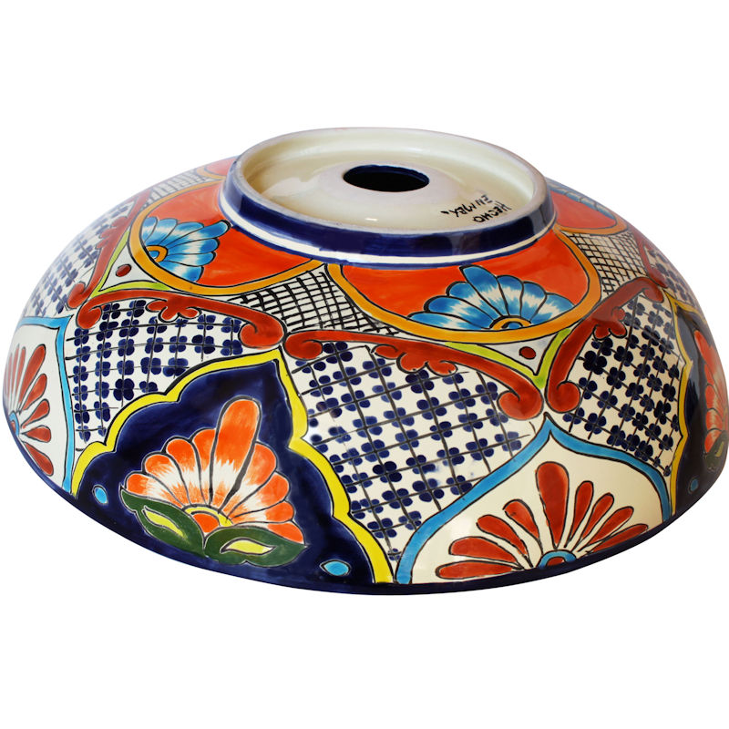 TalaMex Small Azalea Ceramic Talavera Mexican Bathroom Vessel Sink Details