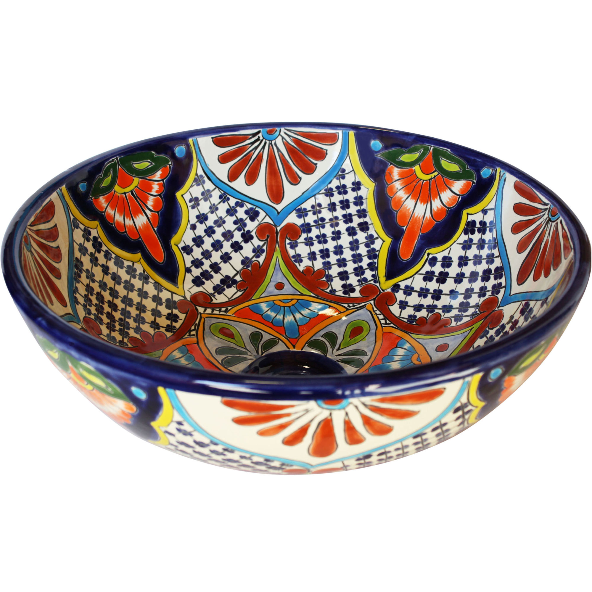 TalaMex Small Azalea Ceramic Talavera Mexican Vessel Sink