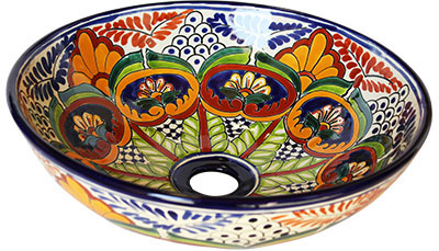 Small Greca Ceramic Talavera Mexican Vessel Sink