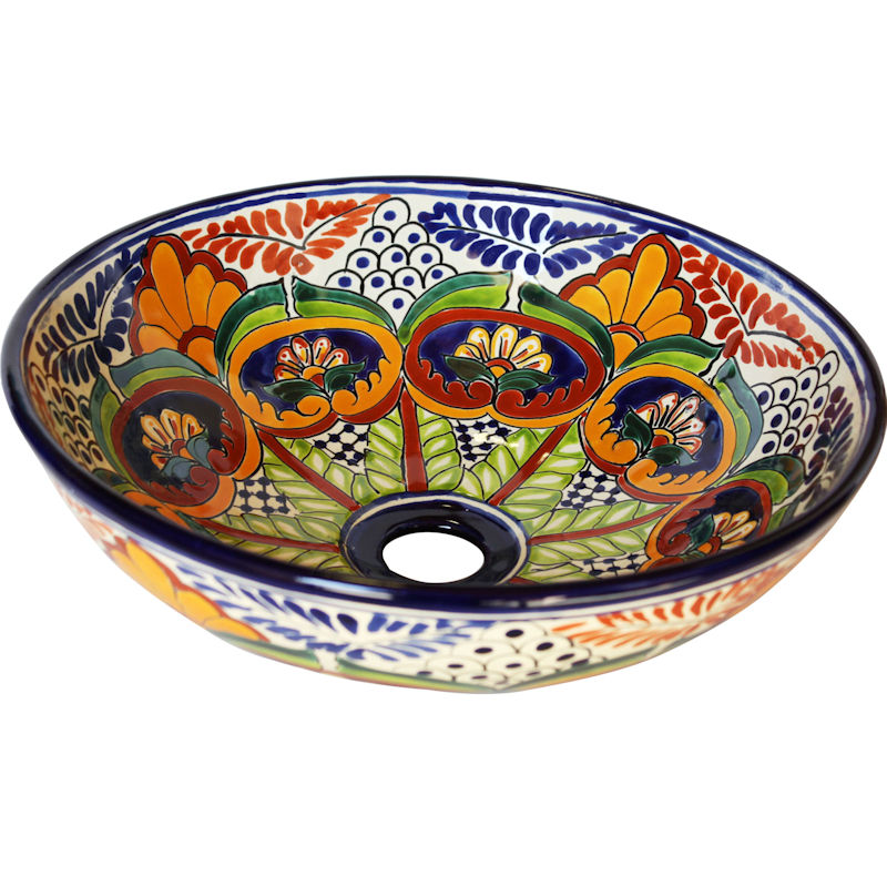 Small Greca Ceramic Talavera Mexican Vessel Sink