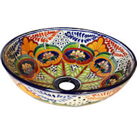 TalaMex Small-Sized Greca Ceramic Talavera Mexican Bathroom Vessel Sink