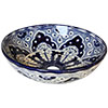 TalaMex Small-Sized Blue Ceramic Talavera Mexican Bathroom Vessel Sink