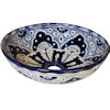 TalaMex Small-Sized Blue Ceramic Talavera Mexican Bathroom Vessel Sink