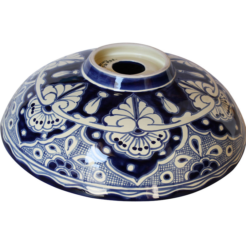 TalaMex Small Blue Ceramic Talavera Mexican Vessel Sink Details