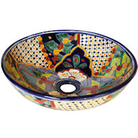TalaMex Small-Sized Janitzio Ceramic Talavera Mexican Bathroom Vessel Sink