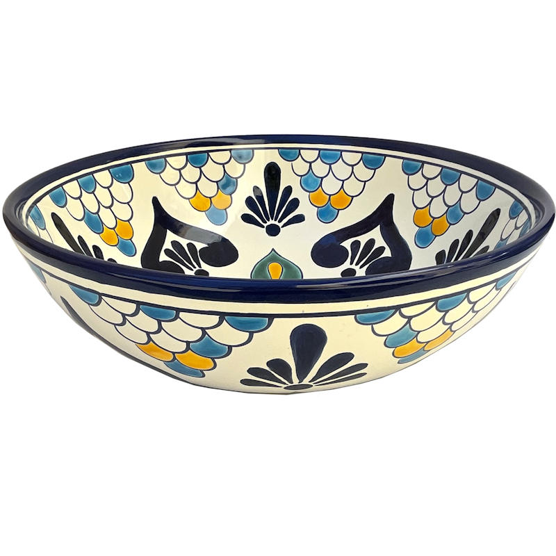 TalaMex Montijo Round Ceramic Talavera Vessel Sink Close-Up