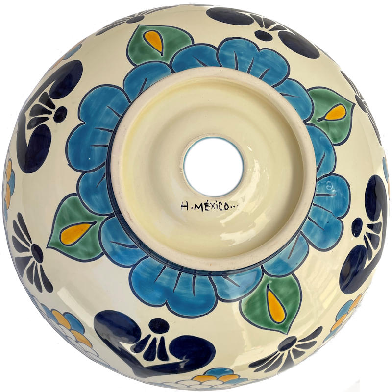 TalaMex Montijo Round Ceramic Talavera Vessel Sink Details