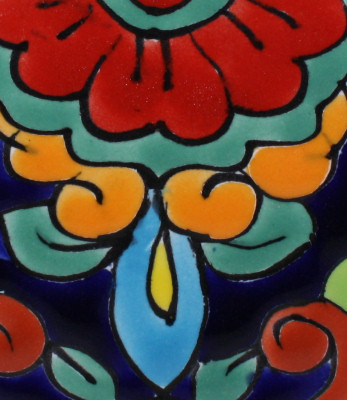 Rainbow Talavera Soap Container Close-Up