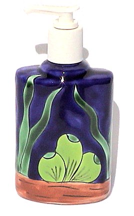 Green Fish Talavera Soap Container Close-Up