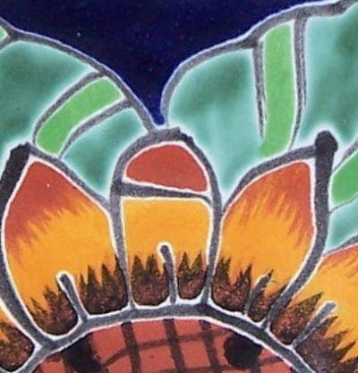 Sunflower Talavera Soap Container Close-Up