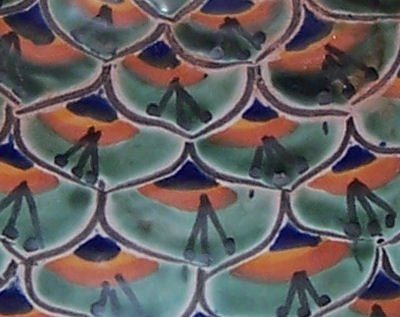 Green Peacock Talavera Soap Container Close-Up