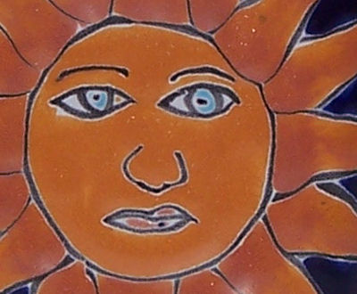 Sun Talavera Soap Container Close-Up