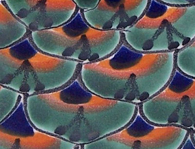 Green Peacock Talavera Soap Container Close-Up