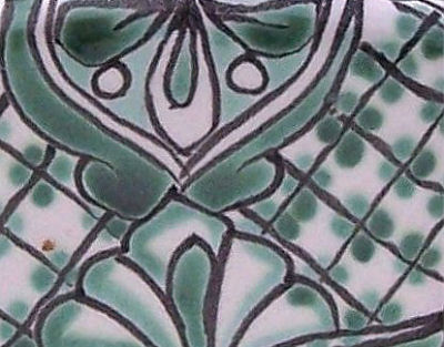 Green/White Talavera Soap Container Close-Up