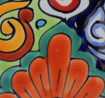 Small-Sized Rainbow Talavera Soap Container Close-Up