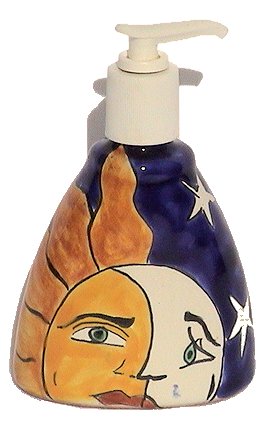 Sun and Moon Talavera Soap Container
