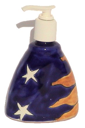 Sun and Moon Talavera Soap Container Close-Up