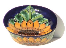 Sunflower Talavera Soap Dish Close-Up