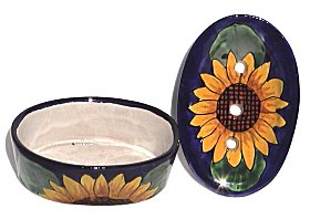 Sunflower Talavera Soap Dish Close-Up