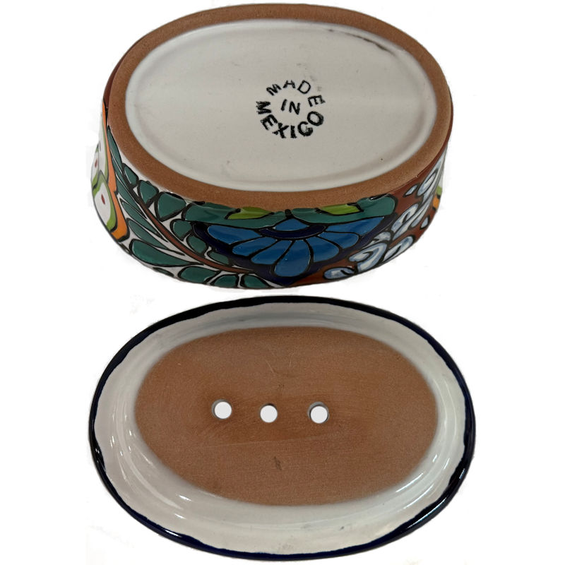 TalaMex Multicolor Talavera Soap Dish Close-Up