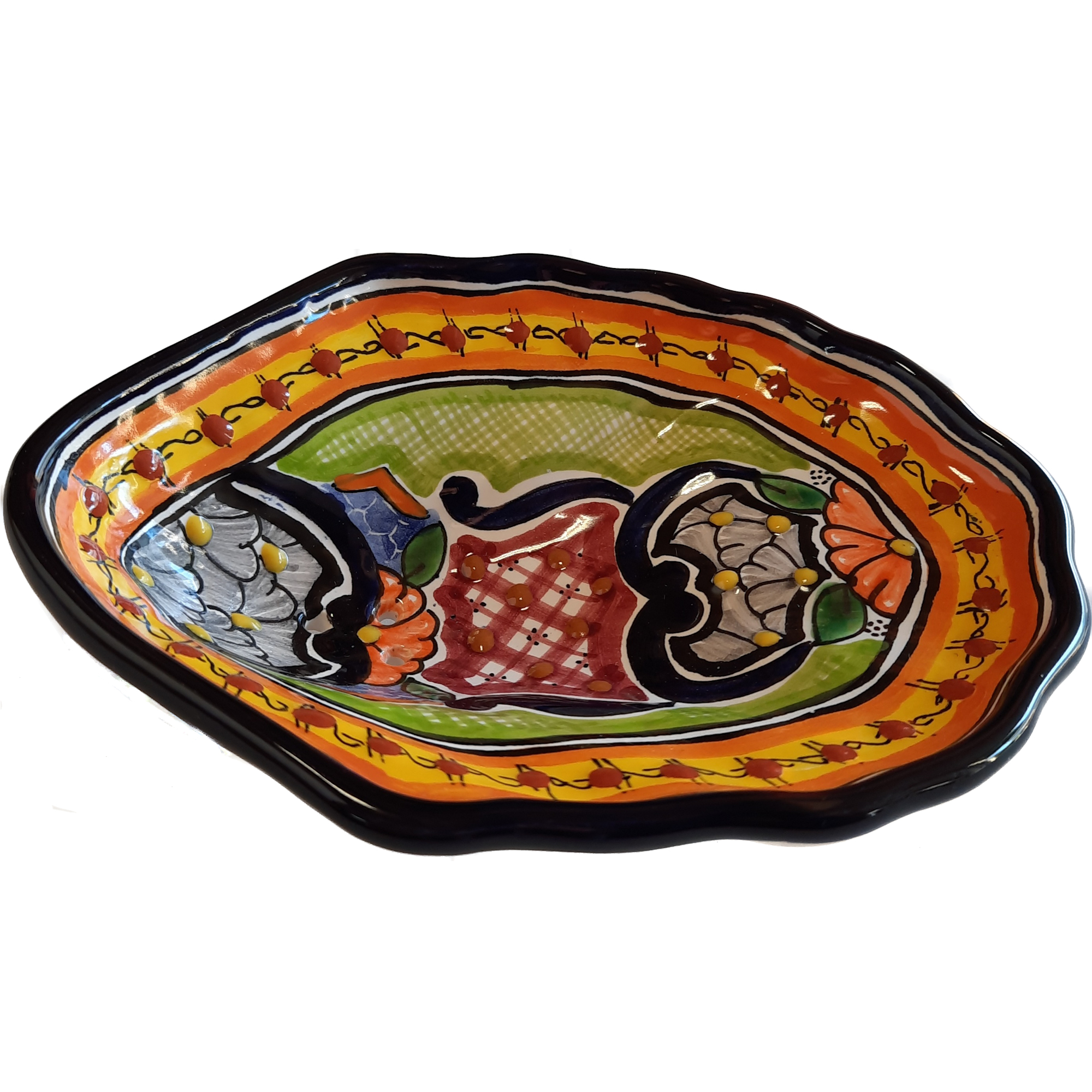 Palmas Multicolor Mexican Talavera Ceramic Soap Holder