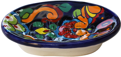 TalaMex Rainbow Mexican Talavera Soap Dish Close-Up