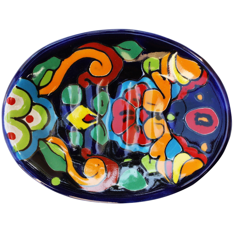 TalaMex Rainbow Mexican Talavera Soap Dish Close-Up