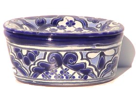 Blue Talavera Soap Dish Close-Up