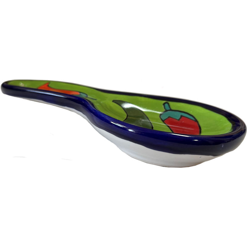 TalaMex Chiles Talavera Ceramic Spoon Rest Close-Up