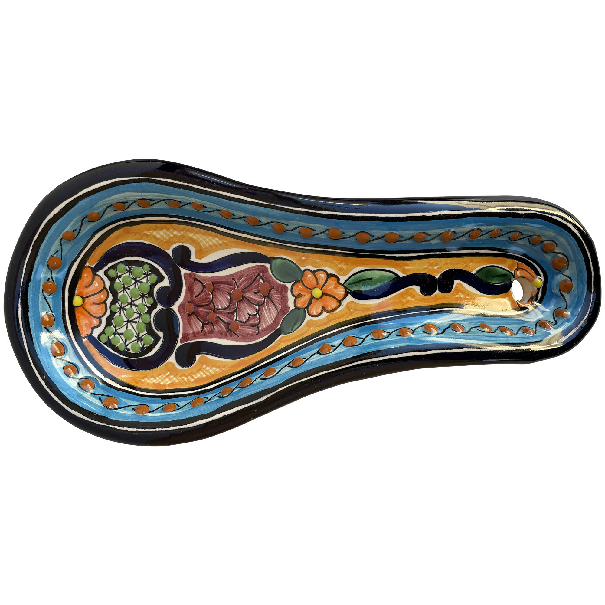 TalaMex Handmade Coapan Colorful Mexican Talavera Ceramic Spoon Rest