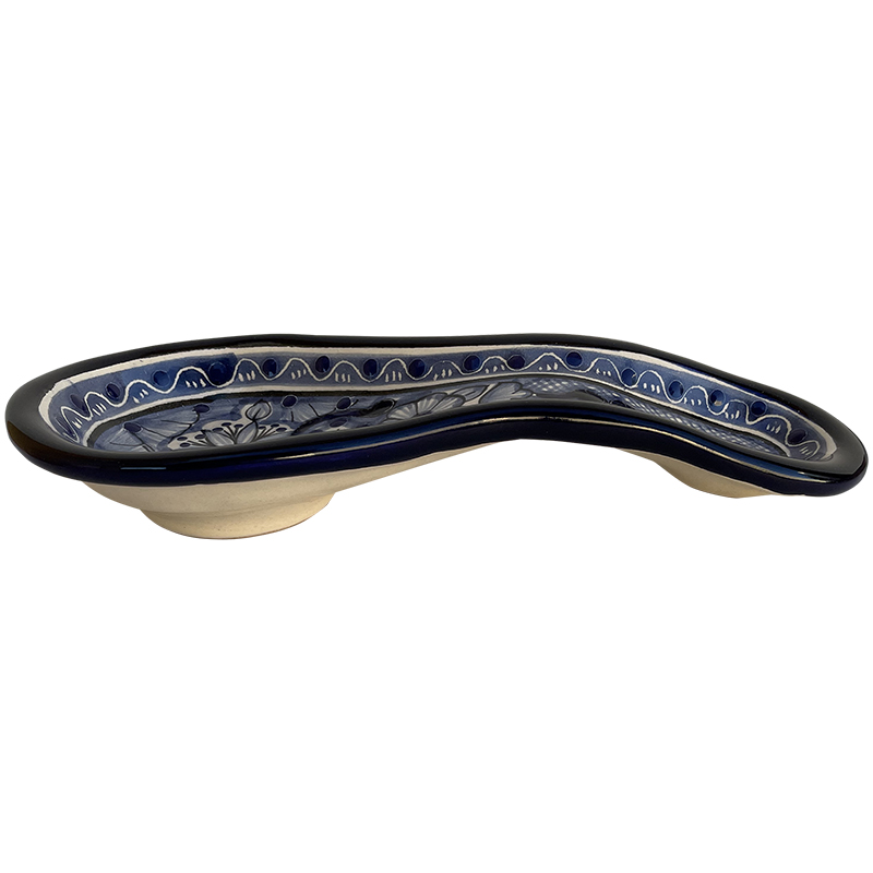 TalaMex Handmade Cholula Mexican Talavera Ceramic Spoon Rest Close-Up