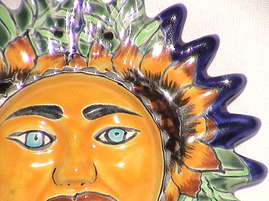 TalaMex Small-Sized Sunflower Talavera Ceramic Sun Face Close-Up