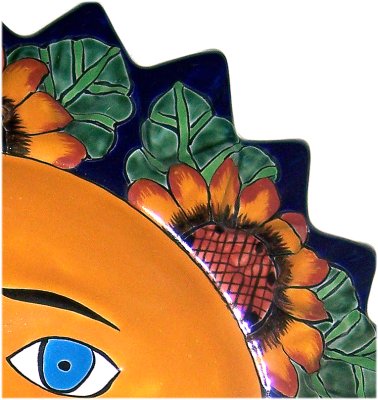 TalaMex Big Sunflower Talavera Ceramic Sun Face Close-Up