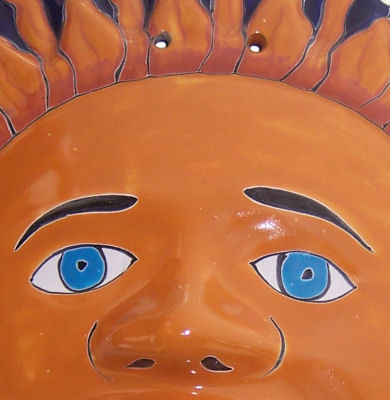 TalaMex Big Talavera Ceramic Sun Face Close-Up