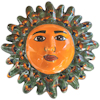 TalaMex Medium-Sized Green Peacock Talavera Ceramic Sun Face