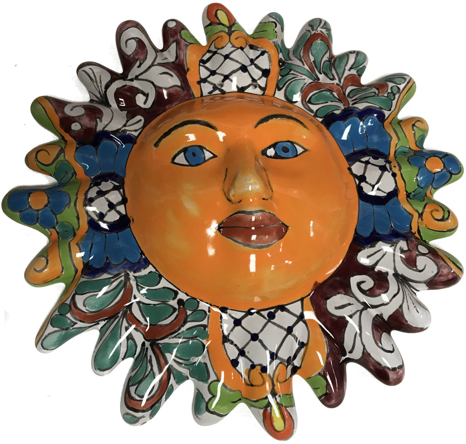 TalaMex Medium-Sized Rainbow Talavera Ceramic Sun Face