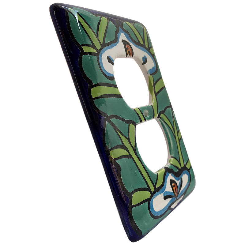 TalaMex Lily Outlet Mexican Talavera Ceramic Switch Plate Close-Up