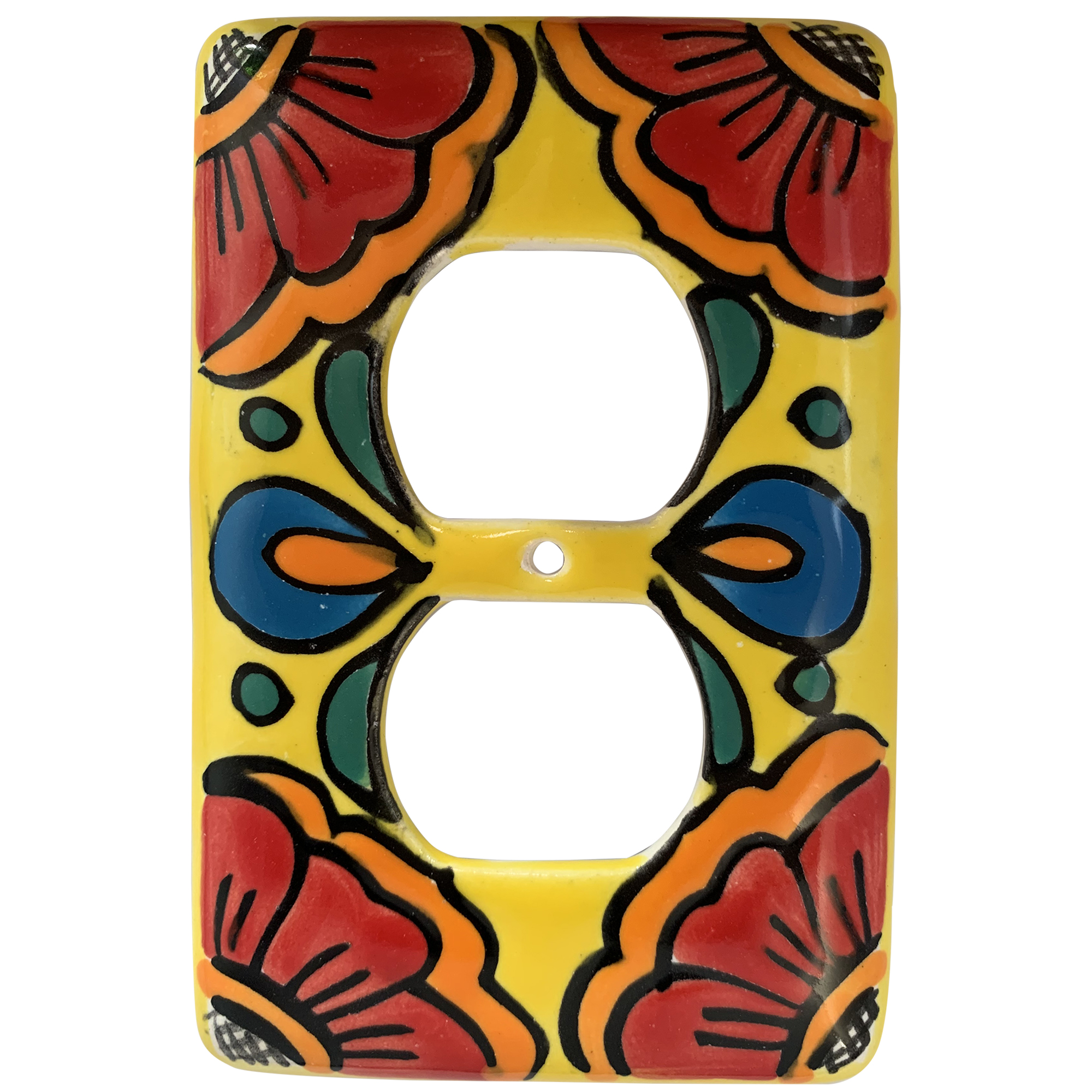TalaMex Canary Outlet Mexican Talavera Ceramic Switch Plate