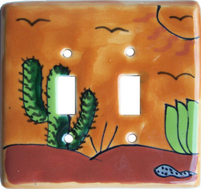 Desert Talavera Ceramic Double Toggle Switch Plate