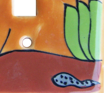 TalaMex Desert Talavera Ceramic Double Toggle Switch Plate Close-Up