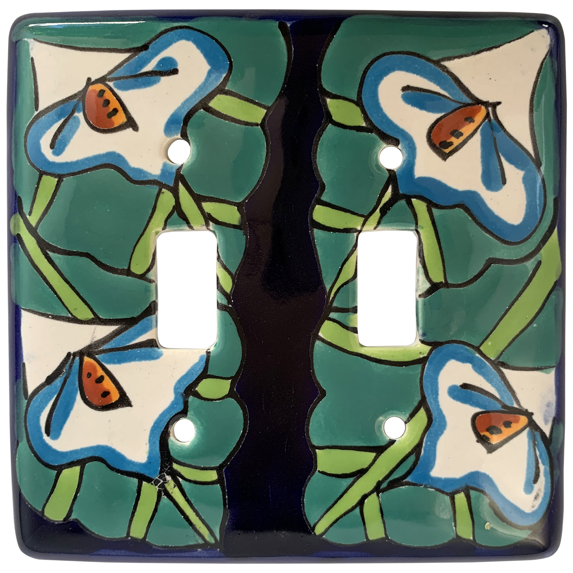 TalaMex Lily Double Toggle Mexican Talavera Ceramic Switch Plate