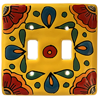 TalaMex Canary Double Toggle Mexican Talavera Ceramic Switch Plate