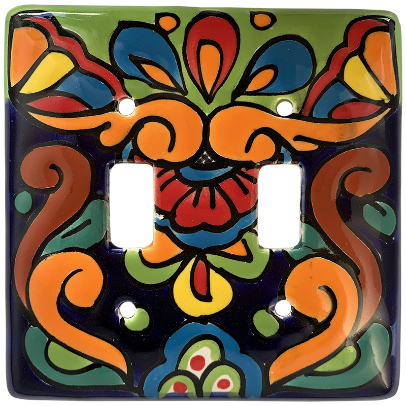 Rainbow Talavera Ceramic Double Switch Plate