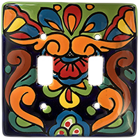 TalaMex Rainbow Double Toggle Mexican Talavera Ceramic Switch Plate