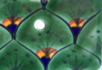 Peacock Talavera Ceramic Double Switch Plate Close-Up