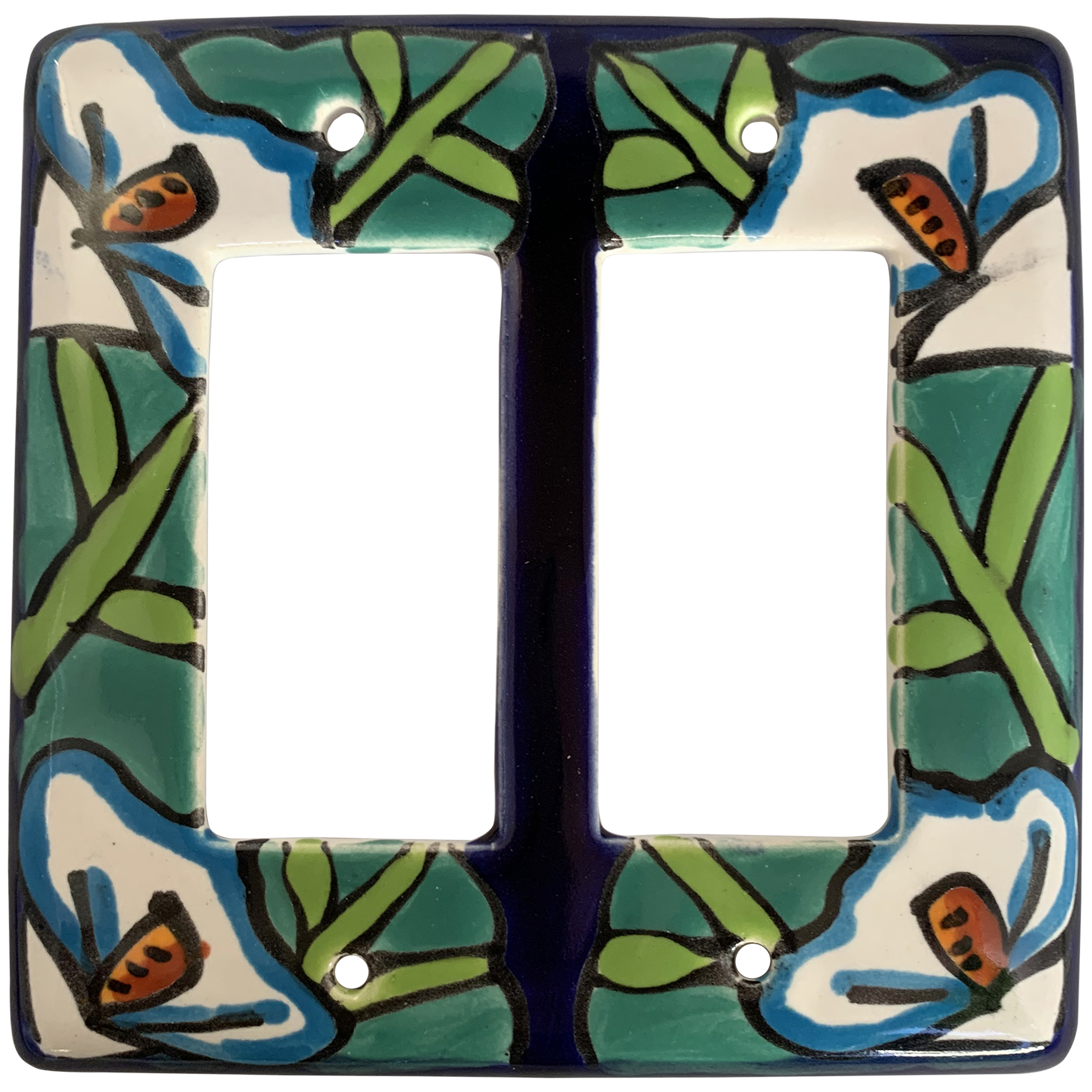 TalaMex Lily Double GFI/Rocker Mexican Talavera Ceramic Switch Plate