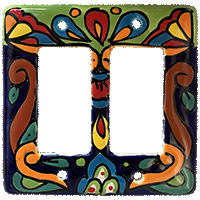 TalaMex Rainbow Double GFI/Rocker Mexican Talavera Ceramic Switch Plate